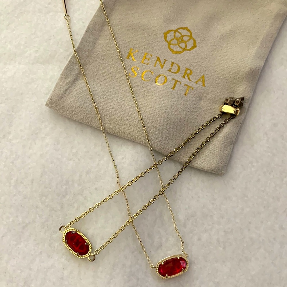 Matching set! Kendra Scott Elisa necklace Elaina bracelet in gold & berry glass